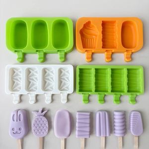 Moule à glaçons ovales en silicone de qualité alimentaire avec bâtonnets en bois, outils de fabrication, congélation rapide, facile à démouler - Product Image 3
