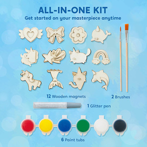 Kit de Pintura Magnética de Madera DIY, Suministros de Arte y Manualidades de Madera para Fiestas, Juguete Educativo de Artes y Manualidades de Madera - Product Image 1