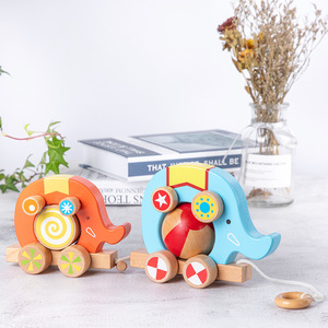 Jouets en bois pour la maternelle : <span class=keywords><strong>Camion</strong></span>-<span class=keywords><strong>cirque</strong></span> éléphant en bois, jouets éducatifs interactifs créatifs pour la petite enfance, pour l'éveil des enfants et la communication parent-enfant - Product Image 5