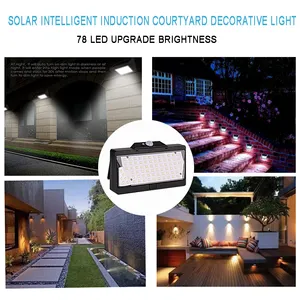 Solar Lamp Outdoor Light Control Folding Wall Lamp Waterproof 78led Body Induction Hyper Bright Courtyard Home