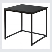 Ensemble de tables basses gigognes 2 pièces, plateau aspect bois noir, structure métallique, tables d'appoint empilables, meubles de salon