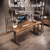 Bureau d'ordinateur en bois électrique à moteur unique moderne, mobilier de bureau intelligent et réglable - Table à hauteur réglable