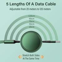 Câble de charge USB rétractable multi-interfaces 3-en-1 avec logo personnalisé, micro/Type-C/USB, charge rapide 3A pour téléphones portables et imprimantes
