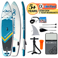 Planche à pagaie gonflable de 10'6" x 32" avec option de pompe électrique, kit familial complet SUP géométrique turquoise