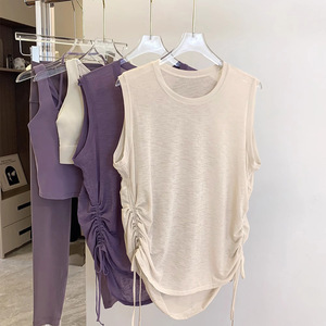 Débardeur de sport uni sans manches pour femme, fin et ample, design simple, idéal pour la course, l'entraînement et le yoga, séchage rapide - Product Image 2