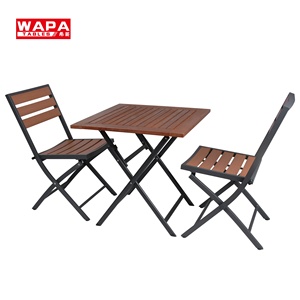 Table de jardin en aluminium. carrée pliante d'extérieur en bois - Product Image 2