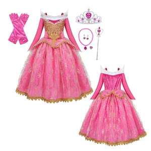 Robe de princesse Cosplay pour filles, déguisement d'halloween, fête pour enfants, belle au bois dormant, aurore, déguisements de films télécommandés