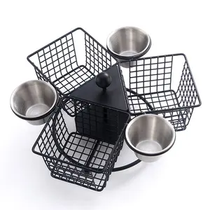 Portable Black French Fries rotate Basket Food Bucket Snack Potato Chips Bucket Kitchen Cooking Tools