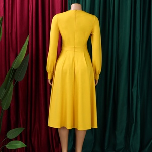 Vestidos de Otoño Invierno para <span class=keywords><strong>Mujer</strong></span>, Casuales, Cuello Redondo, Manga Larga, Decoración Floral, Vestido Africano - Product Image 5