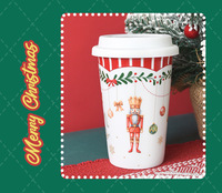 Ensemble de vaisselle en céramique mignon de Noël, motif casse-noisette, compatible micro-ondes, assiettes à dessert, bols, tasses à café