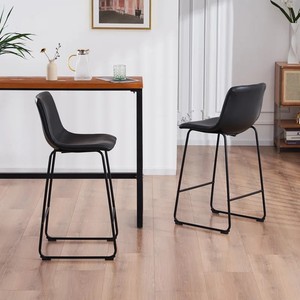 <span class=keywords><strong>Taburete</strong></span> de barra de perfil <span class=keywords><strong>bajo</strong></span> moderno, asiento de piel sintética tapizado a medida <span class=keywords><strong>con</strong></span> marco de metal <span class=keywords><strong>con</strong></span> <span class=keywords><strong>respaldo</strong></span> suavemente recogido - Product Image 6