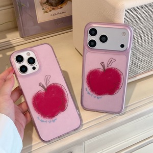 Custodia per iPhone 17 Pro Max 16 15 14 Pro a doppio strato stampata IMD con motivo graffiti e pittura a olio, design mela rossa - Product Image 1