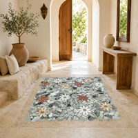 Mosaïque de marbre découpée au jet d'eau, motif floral de luxe pour sol et mur, idéale pour hall d'hôtel, bar, restaurant, café, usage commercial