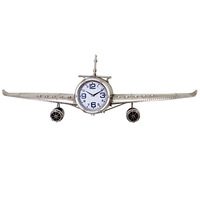 Haute qualité rétro fer décoration murale avion horloge murale créative bar restaurant café antique mur décoration industrielle