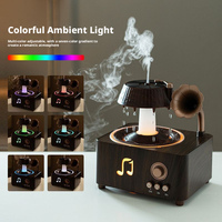 Diffuseur d'arômes rétro en forme de phonographe, humidificateur de bureau rotatif automatique en forme de goutte d'eau, brume colorée, bruit blanc, humidificateur de salle de bain