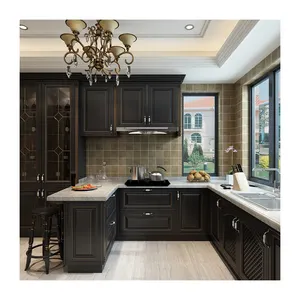 Popular Designs Nordic Kitchen Cabinet Customized Automatic Open Kitchen Maple Solid Wood Kitchen