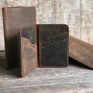 High Quality Crazy Horse Vintage Simple Slim Bifold Business Card Holder Genuine Leather Wallet - Product Image 2