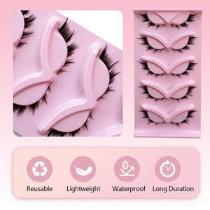 5 paires de faux cils œil de chat en vison synthétique, à extrémité ailée, allongés, naturels, longs, style <span class=keywords><strong>manga</strong></span>, pour maquillage - Product Image 4