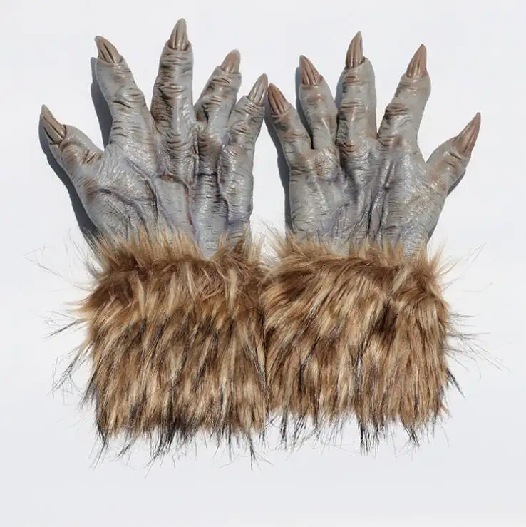 new design high quality kids Super Realistic Hair Nail Wolf Paw Gloves