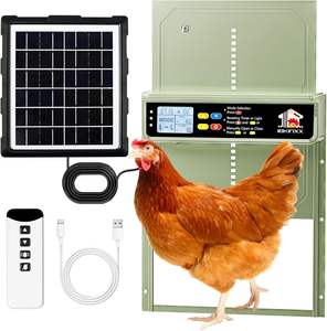 Système de sécurité automatique pour porte de poulailler, alimenté par énergie solaire, capteur de lumière, minuterie, télécommande, anti-pincement, design résistant aux intempéries - Product Image 1