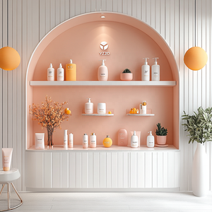 رفوف عرض عصرية لمتجر التجميل للعناية بالبشرة ومستحضرات التجميل مع جمال مبهرج - Product Image 1