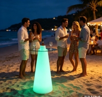 Table de bar haute LED lumineuse rechargeable, design moderne, mobilier commercial pour hôtel, boîte de nuit, terrasse, plage