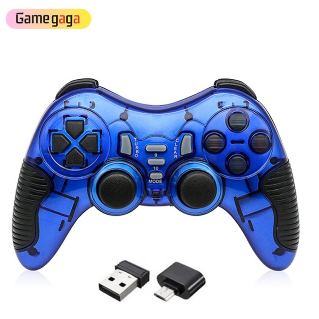 Gamegaga 2205-K7K8 High Speed USB 2.4G Wireless Joystick Double Shock Gamepad ABS Plastic Customized Logo for PS2/PC/Android TV