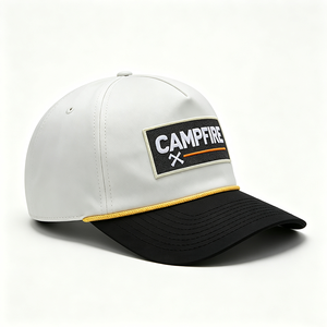 Casquette Trucker Unisexe 5 Panneaux avec Patch Tissé CAMPFIRE, Chapeau de Baseball 100% Polyester, Décoration Corde Jaune, Bord Incurvé, Réglable, pour l'Extérieur - Product Image 5