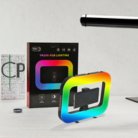 Lampe annulaire LED RVB portable YM200 20W en plastique pour selfie, réglable, pour diffusion en direct, avec batterie 5V et contrôle par interrupteur
