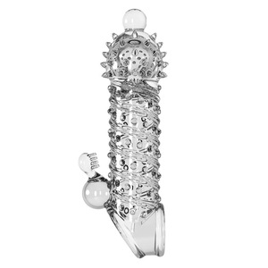 Secret Love Meteor Hammer Wolf Tooth Vibrating Transparent Crystal Cover Male Penis Cover Sex Toy 18.6Cm Dual Vibration Version - Product Image 4