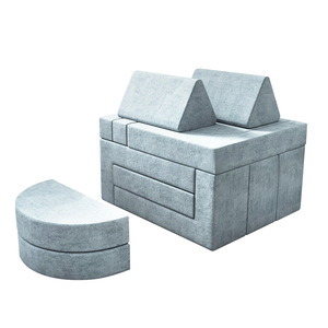 <b>Kids</b> <b>Sofa</b> Cushion Set Light Gray 4 Seater Modular Play <b>Sofa</b> For Children's Room Educational Furniture - Product Image 2