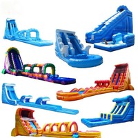 Toboggan aquatique gonflable rose sur mesure EN14960 de 5,5 m (18 pi) à usage intensif, à une voie, avec grande piscine intégrée, personnalisable OEM