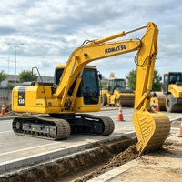 Hidrolik Kontrol Valfiyle Donatılmış, Özenle Seçilmiş, İkinci El Komatsu PC130 Paletli Ekskavatör, Havaalanı Toprak İşleri İçin