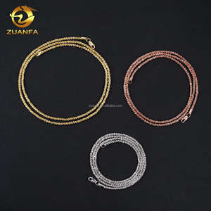 Collar de Moda, Cadena Lisa de 2mm, Estilo Hip Hop, Joyería para Hombre, Plata 925, Bañado en Rodio, Cadena de Cuerda de Plata Esterlina - Product Image 1