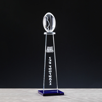 Trophée de football en verre transparent personnalisé, nouveau modèle Crystal MVP, pour les champions des ligues de football américain
