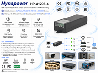 Adaptor Daya OEM/ODM 60W 4-Kanal 12VDC 5A CE FCC Desktop Kelas I LEVEL VI untuk Kamera IP Dilindungi Paten Hynapower HP-A1205-4