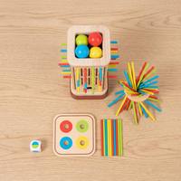 Juego de equilibrio de madera con palitos, torre de bolas que caen, desafío de dados, juego de mesa educativo para niños y familia