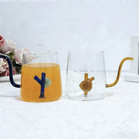 Vente en gros de tasses à café en verre transparent GLEAM 350 ml personnalisées, résistantes à la chaleur, compatibles avec le micro-ondes et la lave-vaisselle, poignée unique, design moderne, sans BPA