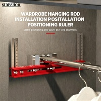 Règle de positionnement réglable en alliage d'aluminium pour l'installation de penderies et le travail du bois, avec butée de positionnement auxiliaire pour la fixation de supports