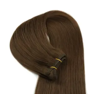 Qingdao Factory 100% Double Drawn Real Human Hair Machine Weft Hair Weft Extensions