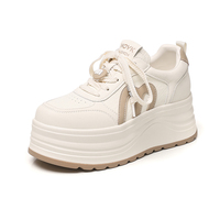 Baskets compensées pour femmes Printemps 2026 Nouveautés Semelle épaisse Talon rehaussé Chaussures de marche décontractées Douces et tendance
