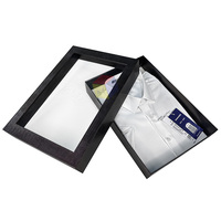 Boîte de chemise de luxe personnalisée fermeture magnétique noir carton rigide emballage pliable pour hommes vêtements cadeau haut de gamme couvercle de fenêtre blanc
