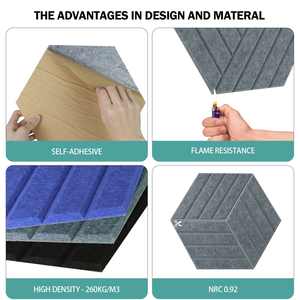 Tablero de pines de fieltro de panel acústico de poliéster hexagonal moderno personalizado para solución de diseño gráfico de pared decorativa de Hotel - Product Image 4