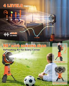 20000mAh Solar Misting Camping Fan Height Adjustable Oscillating Tent Fan with Remote LED <b>Light</b> <b>Timer</b> & Hook for Outdoor Picnic - Product Image 6