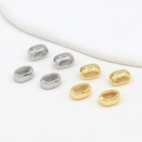 Perle ovale en résine plaquée cuivre or véritable 18 carats 9*6*4mm, ajusteur de positionnement pour fermoir de collier et bracelet, accessoires DIY D50