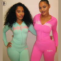 Ensemble de survêtement décontracté deux pièces pour femme avec veste zippée et pantalon de yoga, coupe ajustée et extensible, LOGO brodé