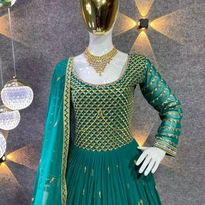 Vestido de trabajo de secuencia de bordado pesado completo y parte inferior completamente cosida Dupatta de calidad premium - Product Image 1