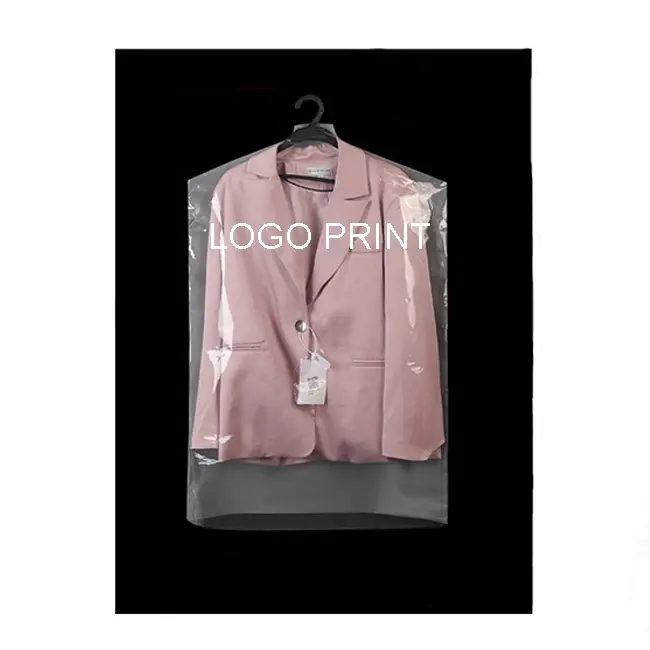 cheap custom logo print pvc dress clothing dust cover bags clear suit bag waterproof PE plastic garment cover for clothes