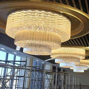 Tùy chỉnh khách sạn pha lê kỹ thuật đèn tiệc hội trường đèn trần sảnh khách sạn đèn chùm lớn - Product Image 1