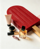 Boîte rigide rouge bordeaux brillante pour gloss à lèvres, emballage personnalisé de luxe pour cosmétiques, soins de la peau, rouges à lèvres, boîte en papier et cuir pour parfums